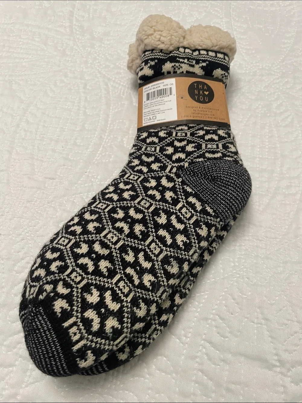 NWT GAA HUU Knit Women’s Cabin Socks with Chill Guard Faux Fur Lining